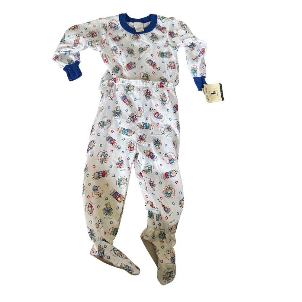 NWT Deadstock Vintage Carters soccer button attachment pajama footies set‎